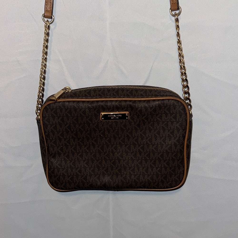 Michael Kors Brown Crossbody Bag with Gold Hardware